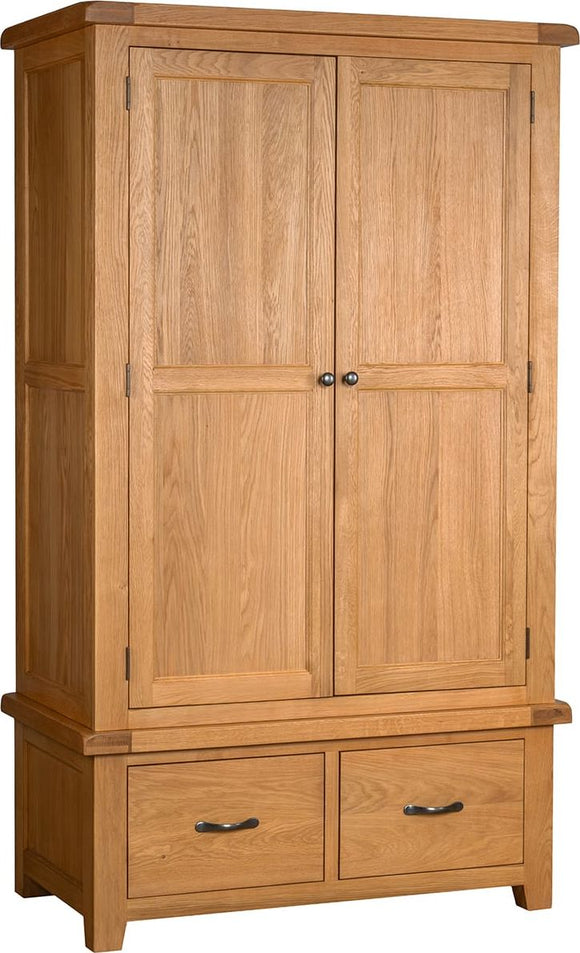Somerford Oak Double Wardrobe With 2 Drawers