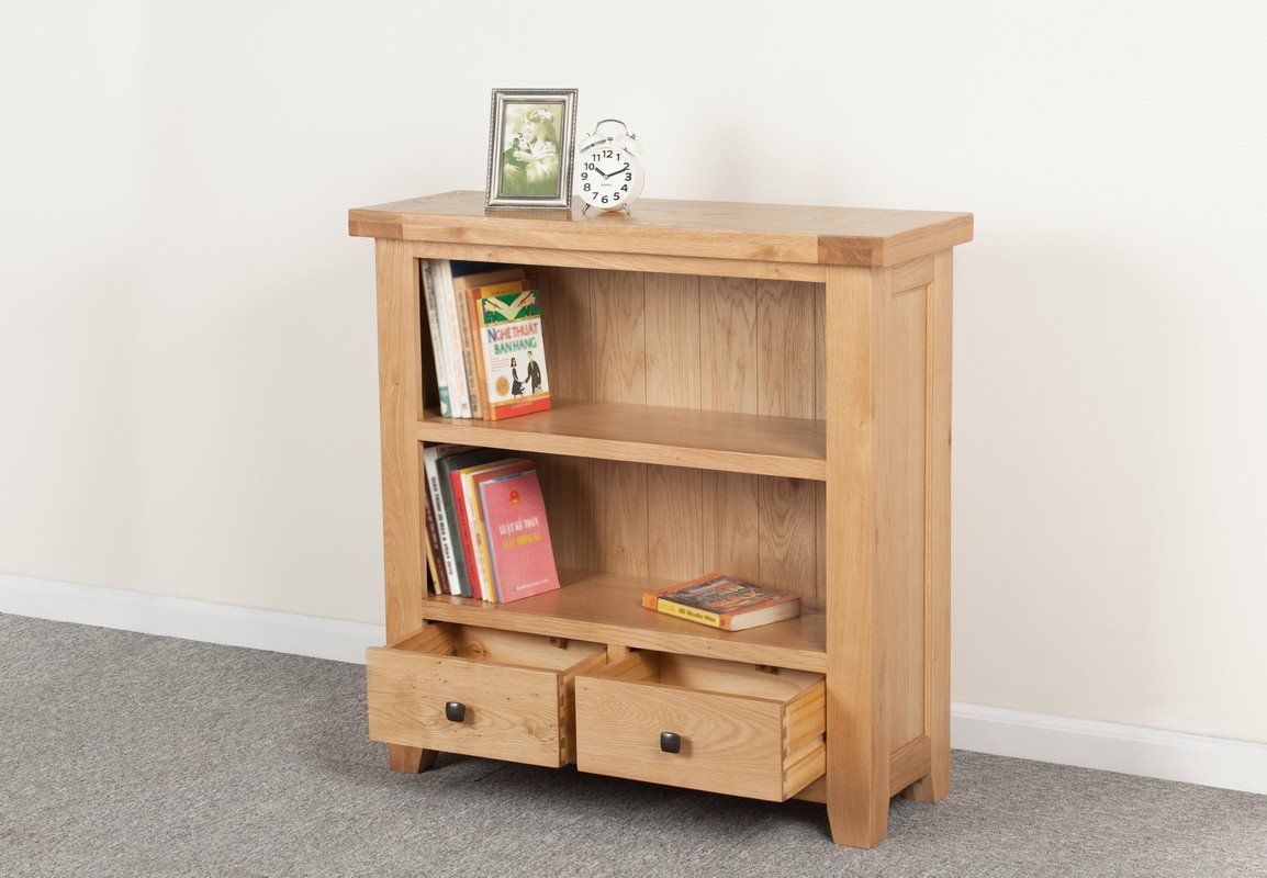 Devonshire Oak 2 Drawer Low Bookcase Pine Oak Warehouse