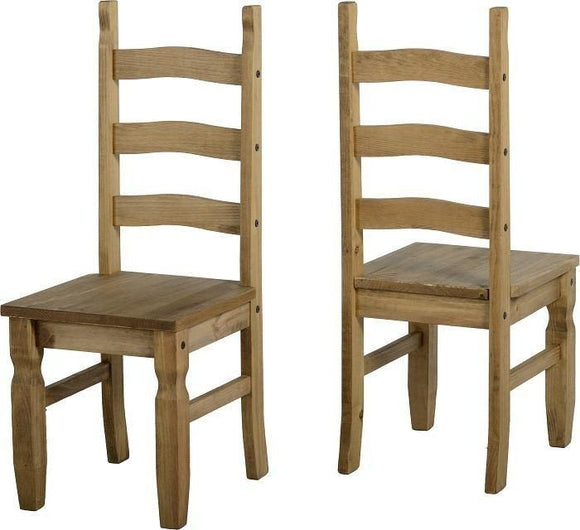 Corona Mexican Pine Dining Chair Pair