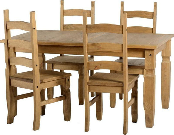 Corona Mexican Pine Dining Set 5' Table with 4 Chairs