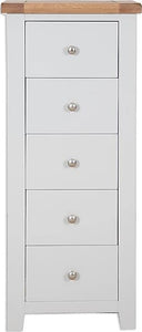 Canberra Painted 5 Drawer Narrow Chest - Grey