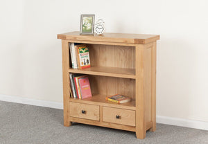 Devonshire Oak 2 Drawer Low Bookcase