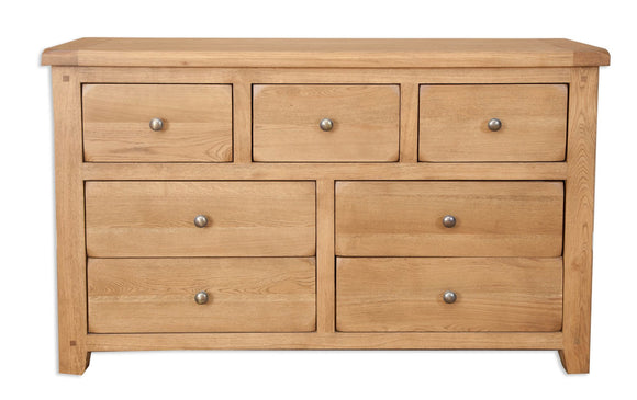Canberra Oak 7 Drawer Wide Chest - Rustic Finish