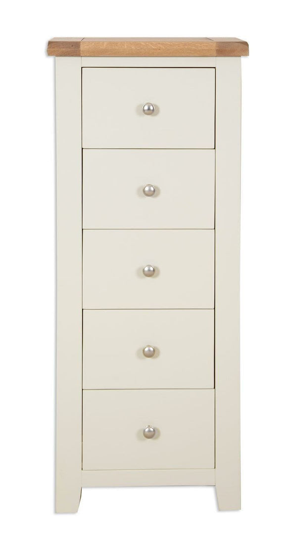Canberra Painted 5 Drawer Narrow Chest - Ivory