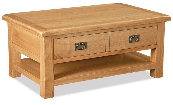 Manor Oak Large Coffee Table With Drawer And Shelf
