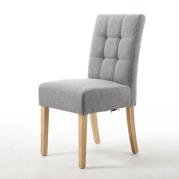 Accent Dining Chairs - Stitched Waffle Chair - Silver Grey Linen