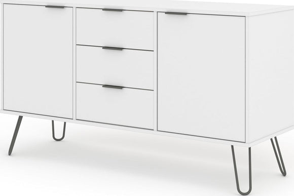 Augusta White medium sideboard with 2 doors, 3 drawers