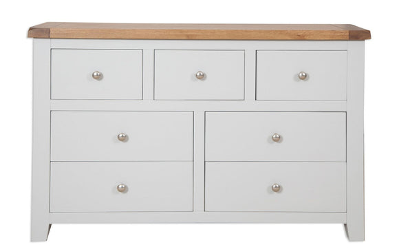 Canberra Painted 7 Drawer Wide Chest - Grey