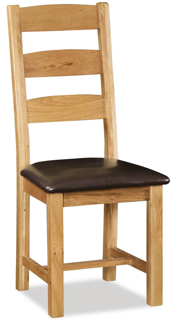 Manor Oak Slatted Chair With Pu Seat