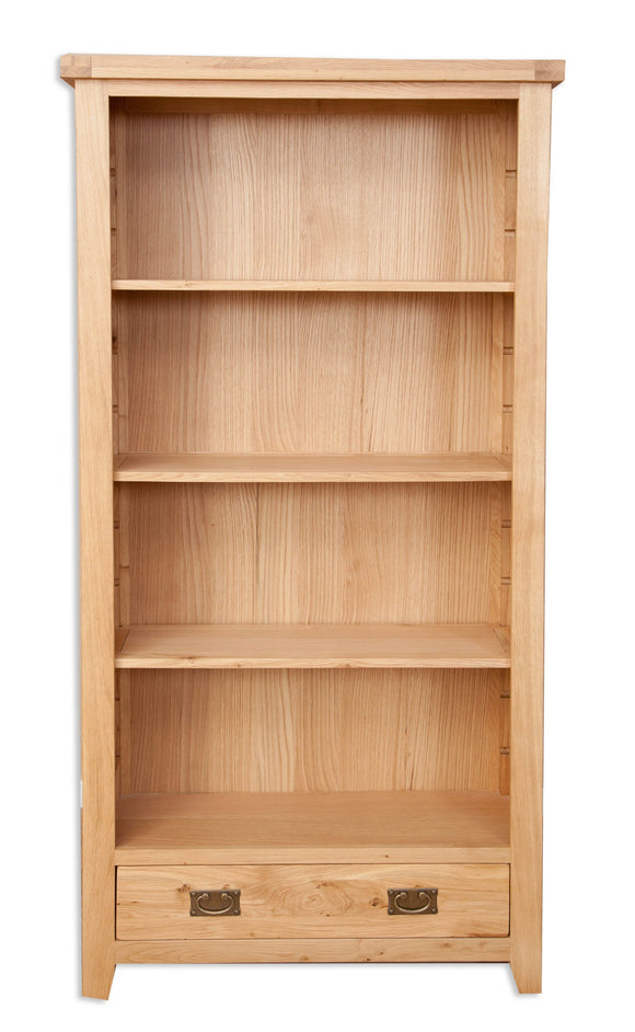 Canberra Oak Tall Wide Bookcase - Natural Finish