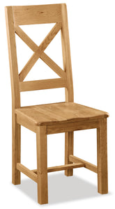 Manor Oak Cross Back Chair With Wooden Seat