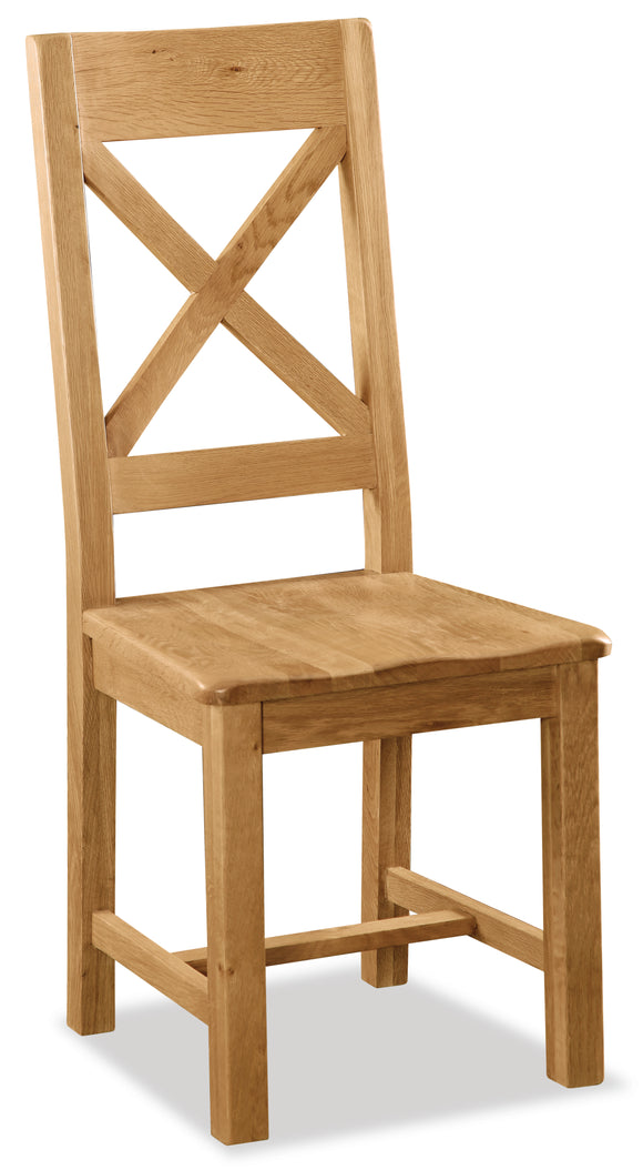 Manor Oak Cross Back Chair With Wooden Seat
