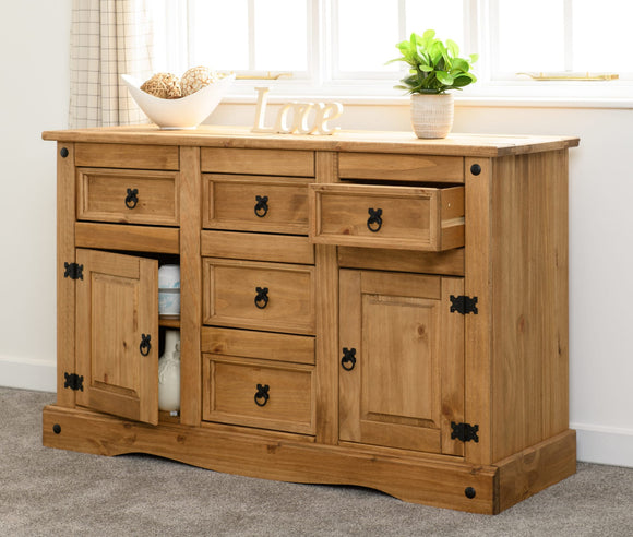 Corona Mexican Pine 2 Door 5 Drawer Sideboard