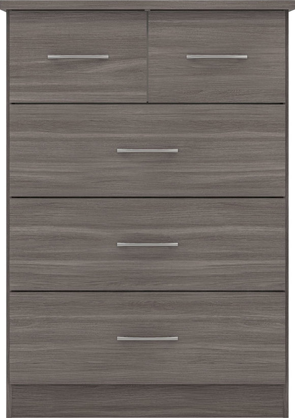 Utah 3+2 Drawer Chest - Black Wood Grain