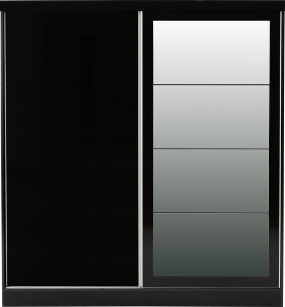 Utah 2 Door Sliding Wardrobe - Black Gloss