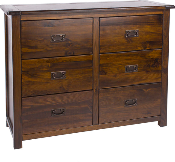 Brondby Pine 3+3 drawer wide chest