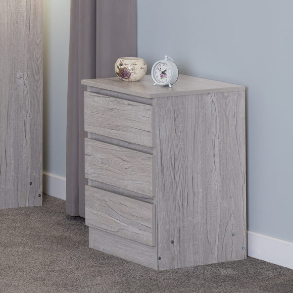 Malbury 3 Drawer Bedside - Urban Snow