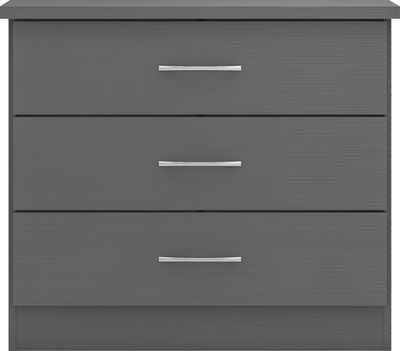 Utah 3 Drawer Chest - 3D Effect Grey