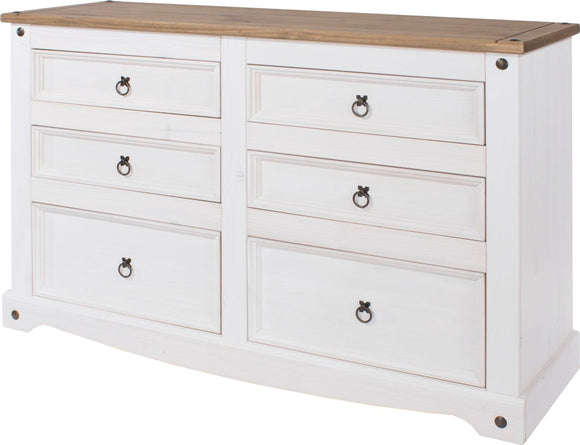 Corona White 3+3 drawer wide chest