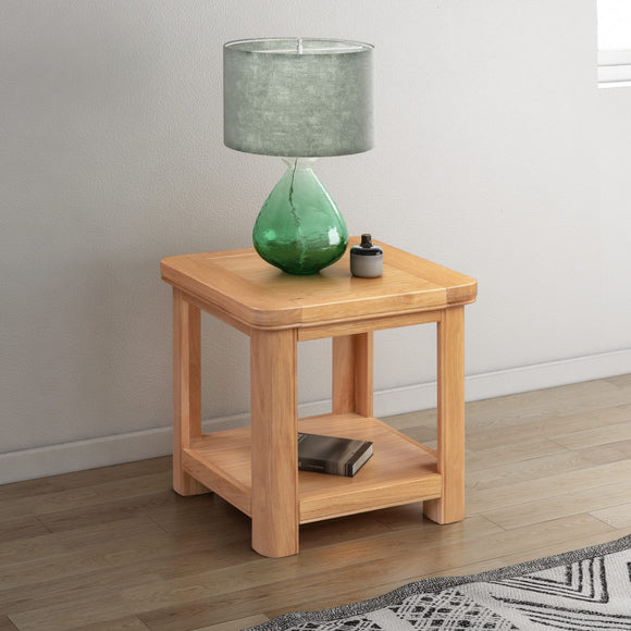 Chatsworth Oak Lamp Table With Shelf