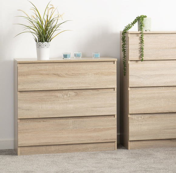 Malbury 3 Drawer Chest - Sonoma Oak Effect