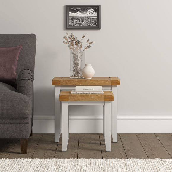 Windsford Nest of 2 Tables - Ivory/Oak