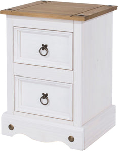 Corona White 2 drawer petite bedside cabinet