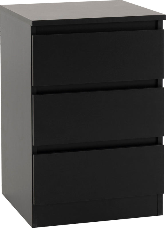 Malbury 3 Drawer Bedside - Black