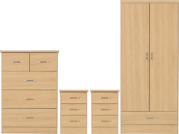 Utah 2 Door 1 Drawer Wardrobe Bedroom Set - Sonoma Oak Effect
