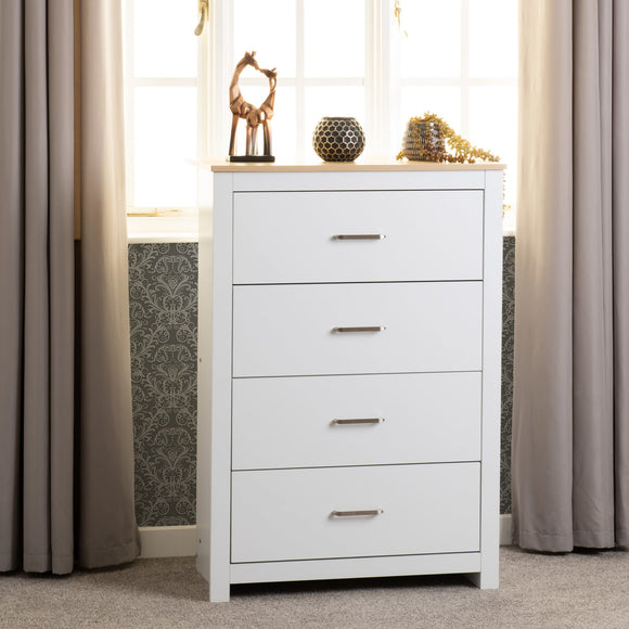 Vancouver 4 Drawer Chest - White/Oak Effect