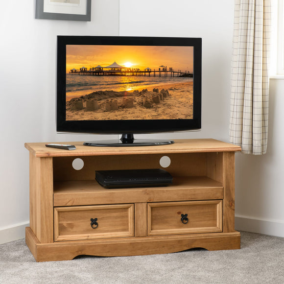 Corona Mexican Pine 2 Drawer Flat Screen TV Unit
