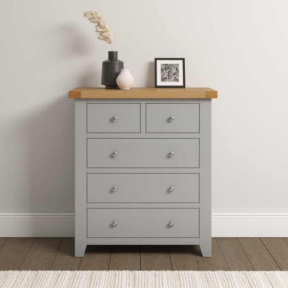 Windsford 3+2 Drawer Chest - Pebble Grey/Oak