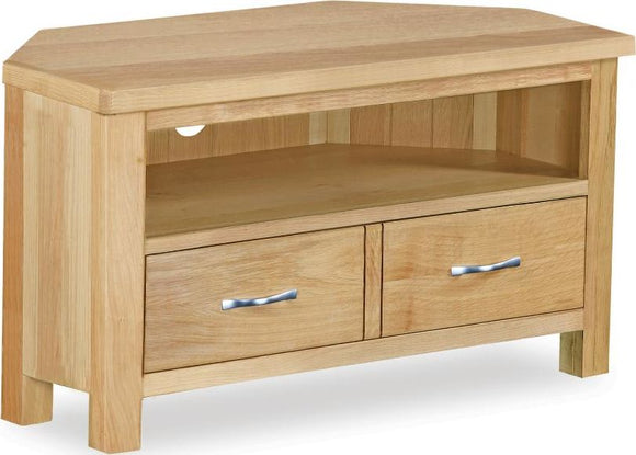 Milan Oak Corner Media Stand