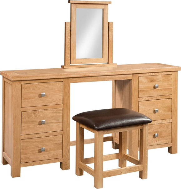 Devonshire Oak Lite Double Pedestal Dressing Table