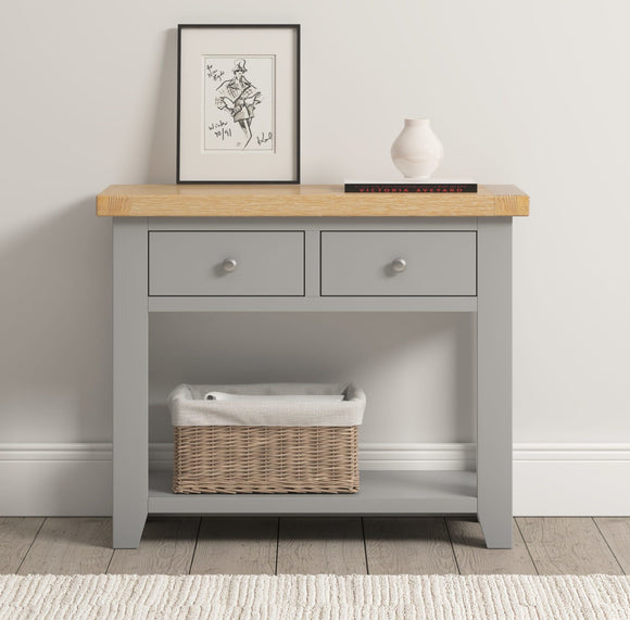 Windsford 2 Drawer Console Table - Pebble Grey/Oak
