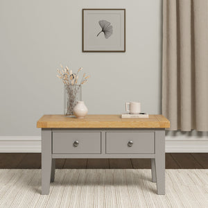 Windsford 2 Drawer Coffee Table - Pebble Grey/Oak