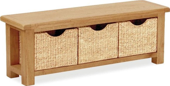 Manor Oak Bench With Baskets
