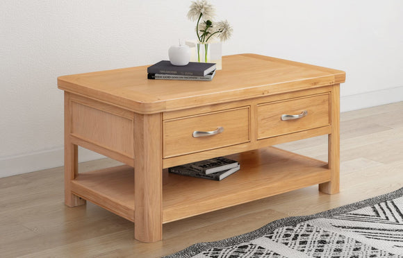 Chatsworth Oak Coffee Table With 2 Drawers