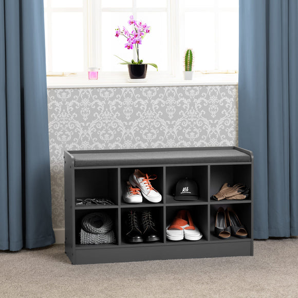 Vancouver Shoe Bench - Grey/Steel Fabric