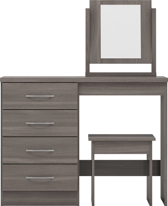 Utah 4 Drawer Dressing Table Set - Black Wood Grain
