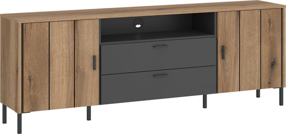 Ardel TV Cabinet 2 Door 2 Drawer 173cm Wide in Oak/Grey