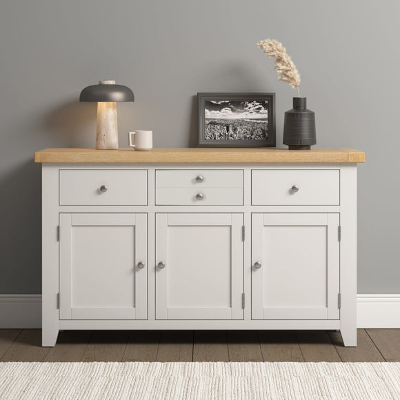 Windsford 3 Door 3 Drawer Sideboard - Ivory/Oak