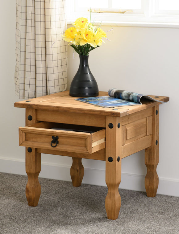 Corona Mexican Pine 1 Drawer Lamp Table