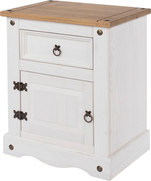 Corona White 1 door, 1 drawer bedside cabinet