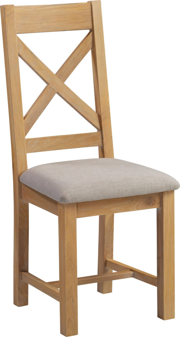 Windsford Cross Back Chair (Box of 2) - Natural Oak/Oat Fabric