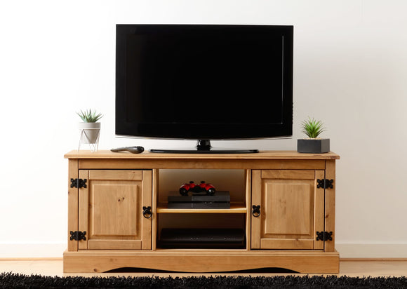 Corona Mexican Pine 2 Door 1 Shelf Flat Screen TV Unit