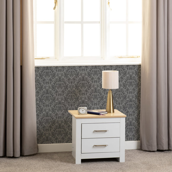 Vancouver 2 Drawer Bedside - White/Oak Effect