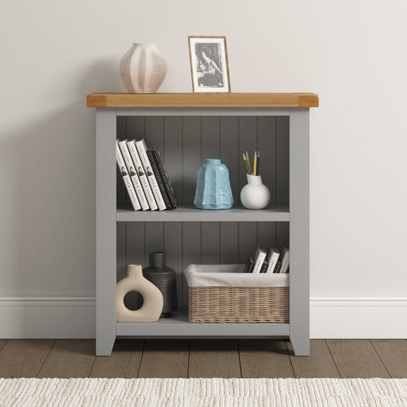Windsford Low Bookcase - Pebble Grey/Oak