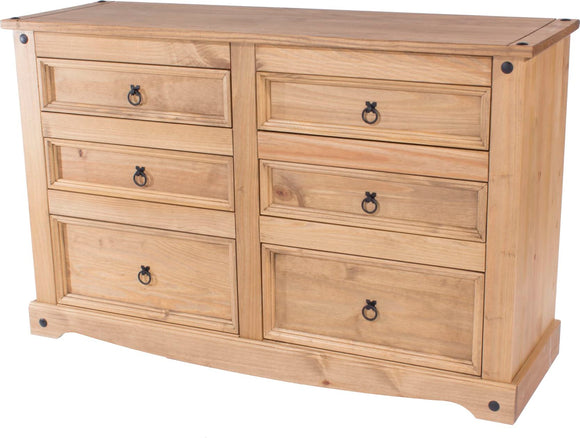 Corona Mexican Pine 3+3 drawer wide chest