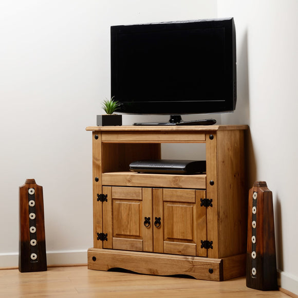 Corona Mexican Pine Corner TV Cabinet